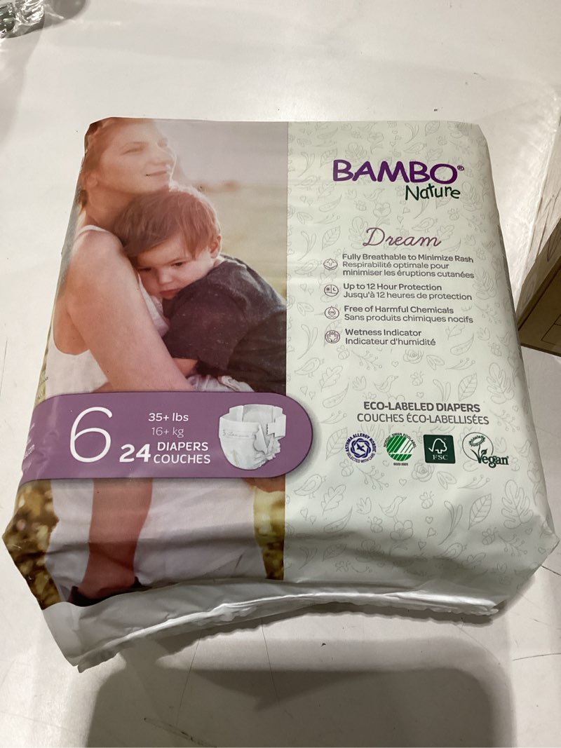 Condition photo showing New/Like New for Bambo Nature Hypoallergenic Baby Diapers, Eco-Labelled Sustainable Diapers, Enhanced Leakage Protection, Totally Chlorine-free, Skin Friendly, and Super Absorbent - Size 6 (144 Count)