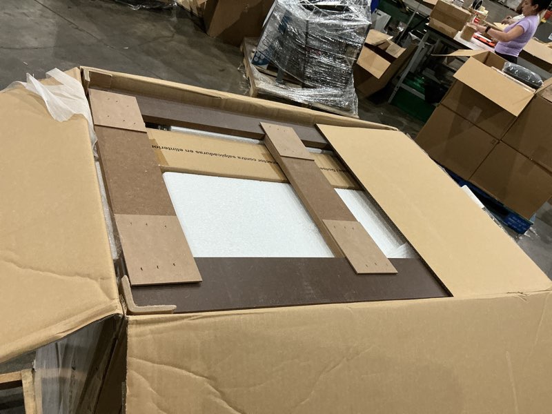 Condition photo showing As Is for allen + roth rigsby 30-in white undermount single sink bathroom vanity with white engineered marble top