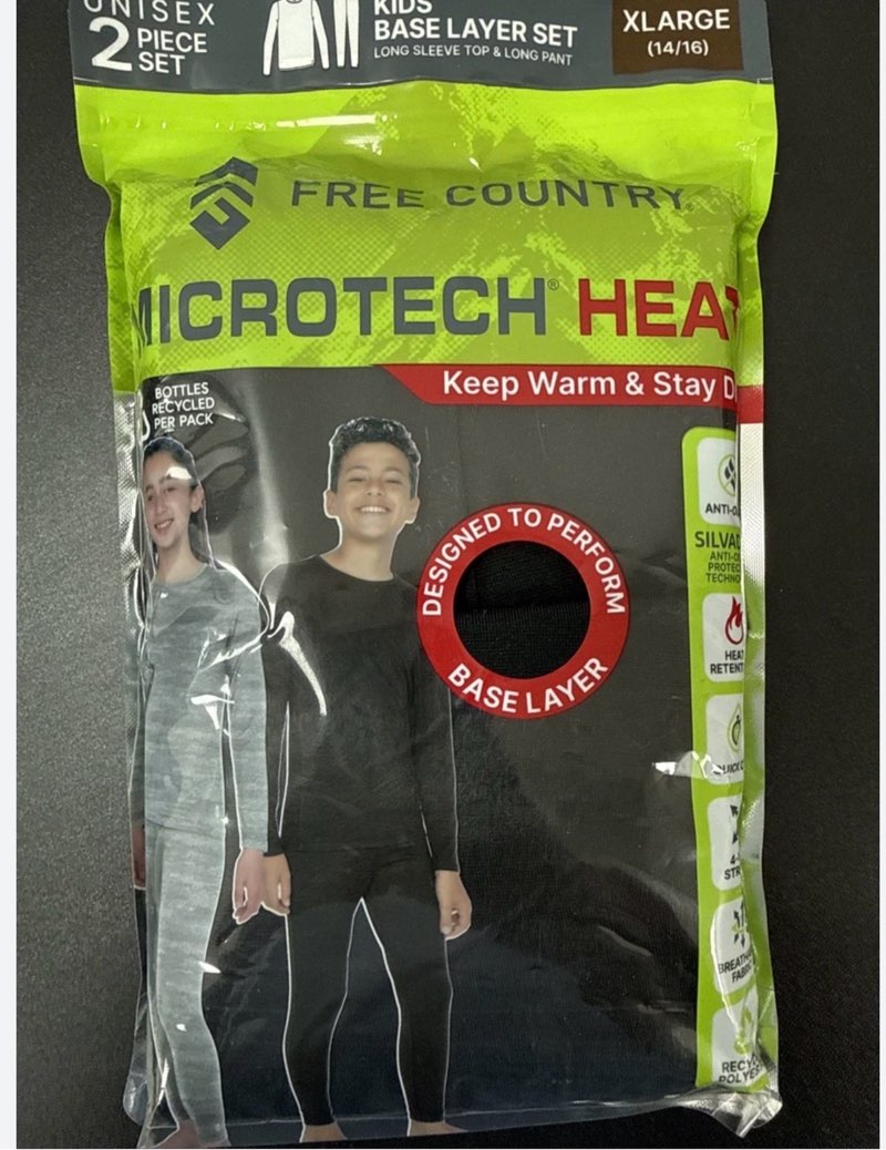 Free Country Youth Unisex 2 Piece Base Layer Long Sleeve and Pant Set (Heather Charcoal, M 7/8)