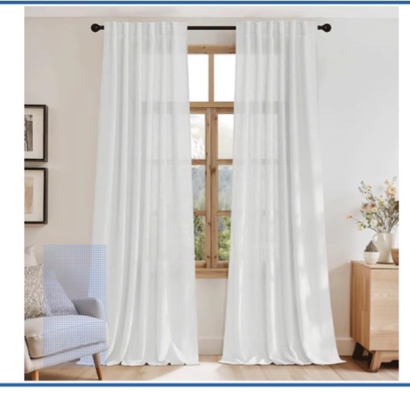 ryb home living room curtains 84 inches long, non see through linen-look semi sheer flowing drapes l