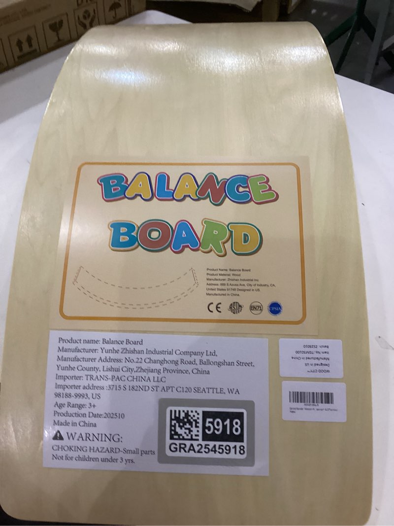 Condition photo showing Good Condition for Gentle Monster Wooden Wobble Balance Board, 35 Inch Rocker Board Natural Wood, Kids Toddler Open Ended Learning Toy, Yoga Curvy Board for Office & Classroom Adult