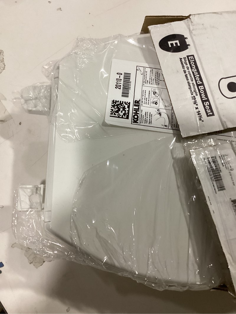 Condition photo showing Good Condition for Kohler K-20110-0 Brevia Elongated Toilet Seat with Grip-Tight Bumpers, Quiet-Close Seat, Quick-Attach Hardware, White