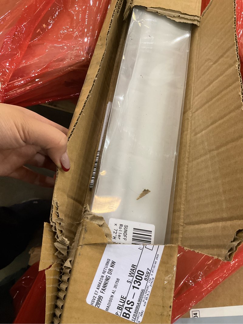 Condition photo showing As Is for Blackout Roller Shades Blinds Cordless for Windows Pull Down Room Darkening Door Blinds with Thermal Insulated Easy to Install for Living Room,Bedroom,Home,Office Bathroom White 72" W x 72" H 72"W x 72"H White