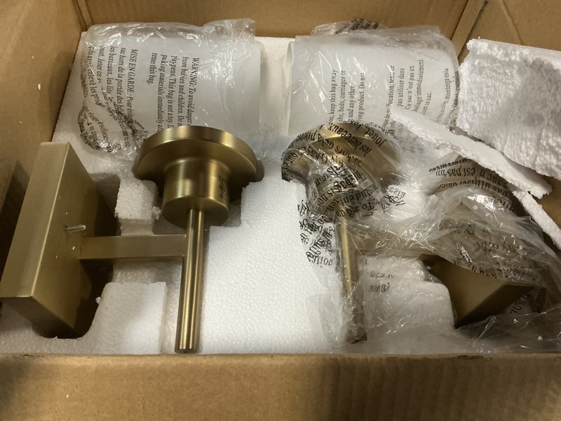 Condition photo showing Good Condition for vanity lighting fixtures with white frosted glass shade, champagne bronze wall lamps for bathroom mirror bedroom living room porch, 2 pack t001cpg-l1-p2 champagne bronze 1-light (2 pack)