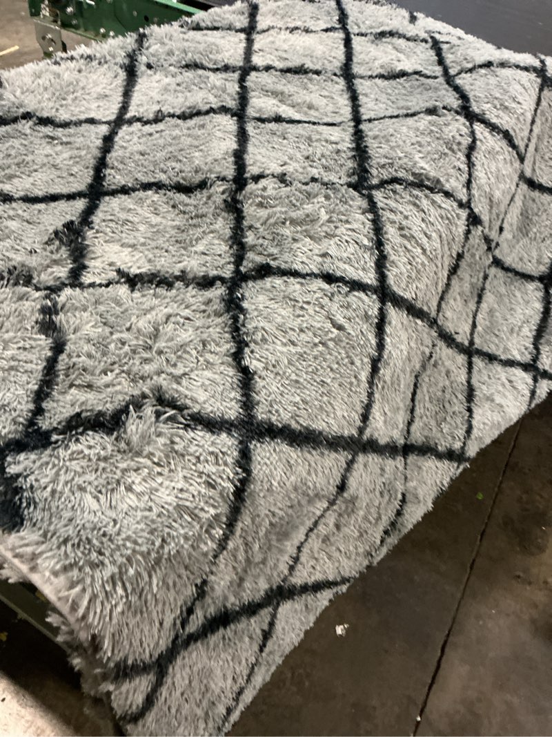 Condition photo showing Good Condition for onasar 6x9 area rugs for living room bedroom, large fluffy grey and black throw rug, geometric soft plush shaggy fuzzy floor carpet for nursery kids girls boys teen dorm home office decor aesthetic 6' x 9' (rectangular) 1- grey / black