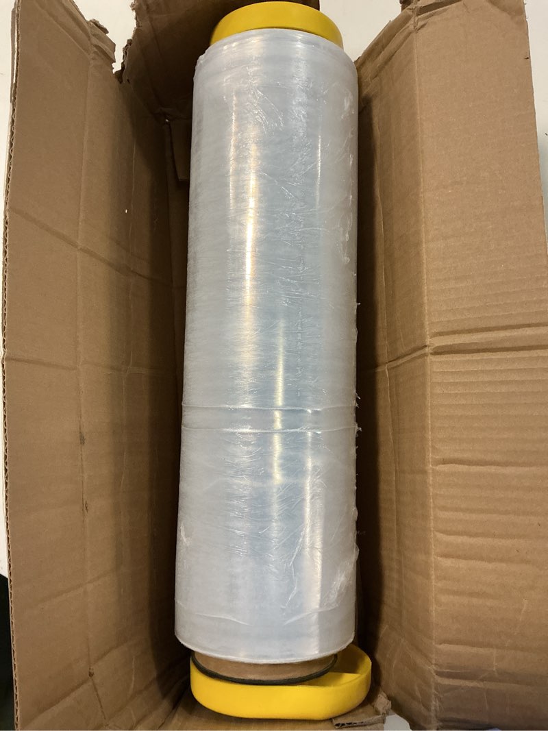 Condition photo showing As Is for adhes heavy duty shrink wrap roll 15 inch x 1000 ft stretch film 60 gauge