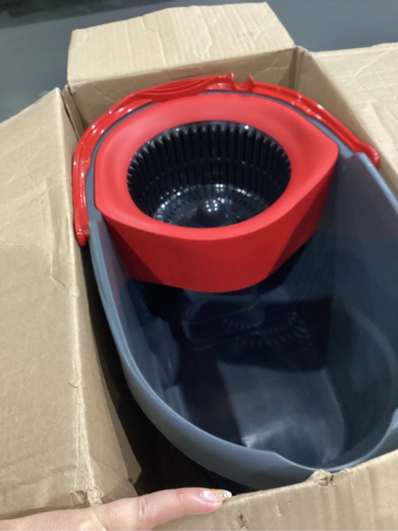 Condition photo showing As Is for only bucket system )))))o-cedar bucket floor cleaning system, red, gray, standard #1 easywring syste