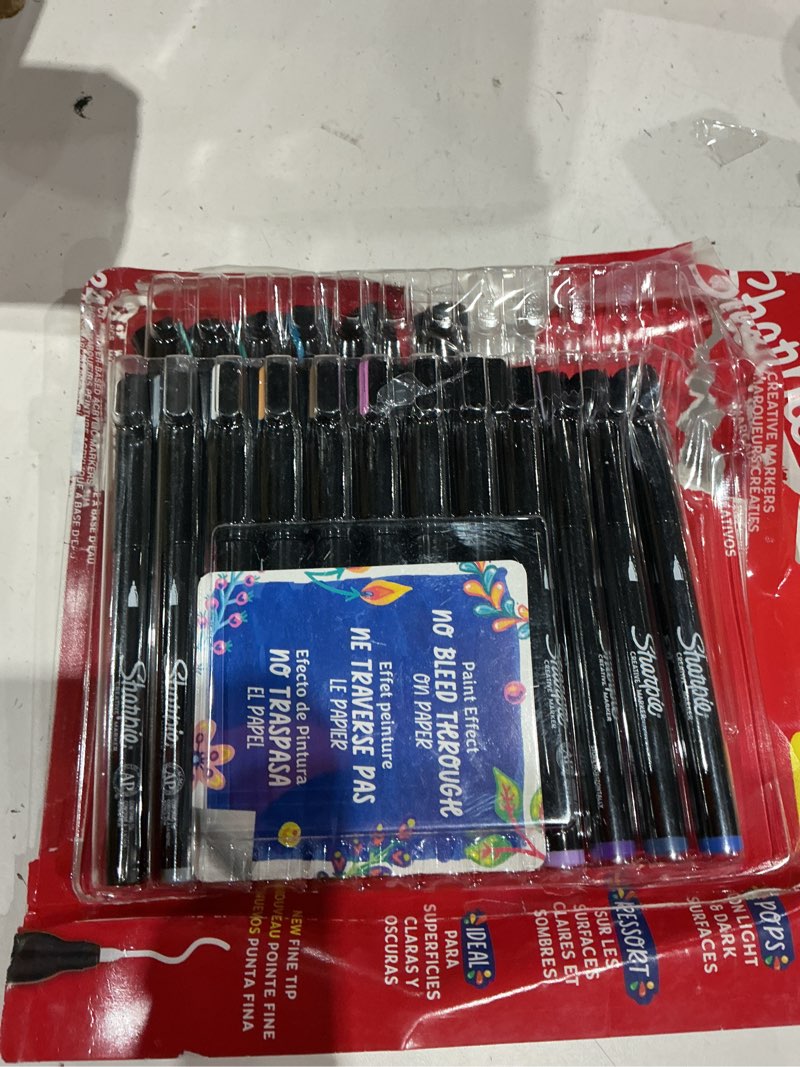 Condition photo showing As Is for sharpie creative markers variety pack, water-based acrylic paint markers, fine tip, assorted, 24 count