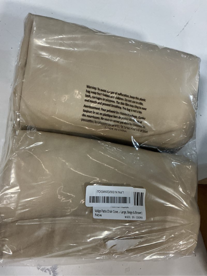 Condition photo showing New/Like New for vailge patio chair covers, lounge deep seat cover, heavy duty and waterproof outdoor lawn patio furniture covers (2 pack - large, beige & brown) 2 pack - large beige & brown