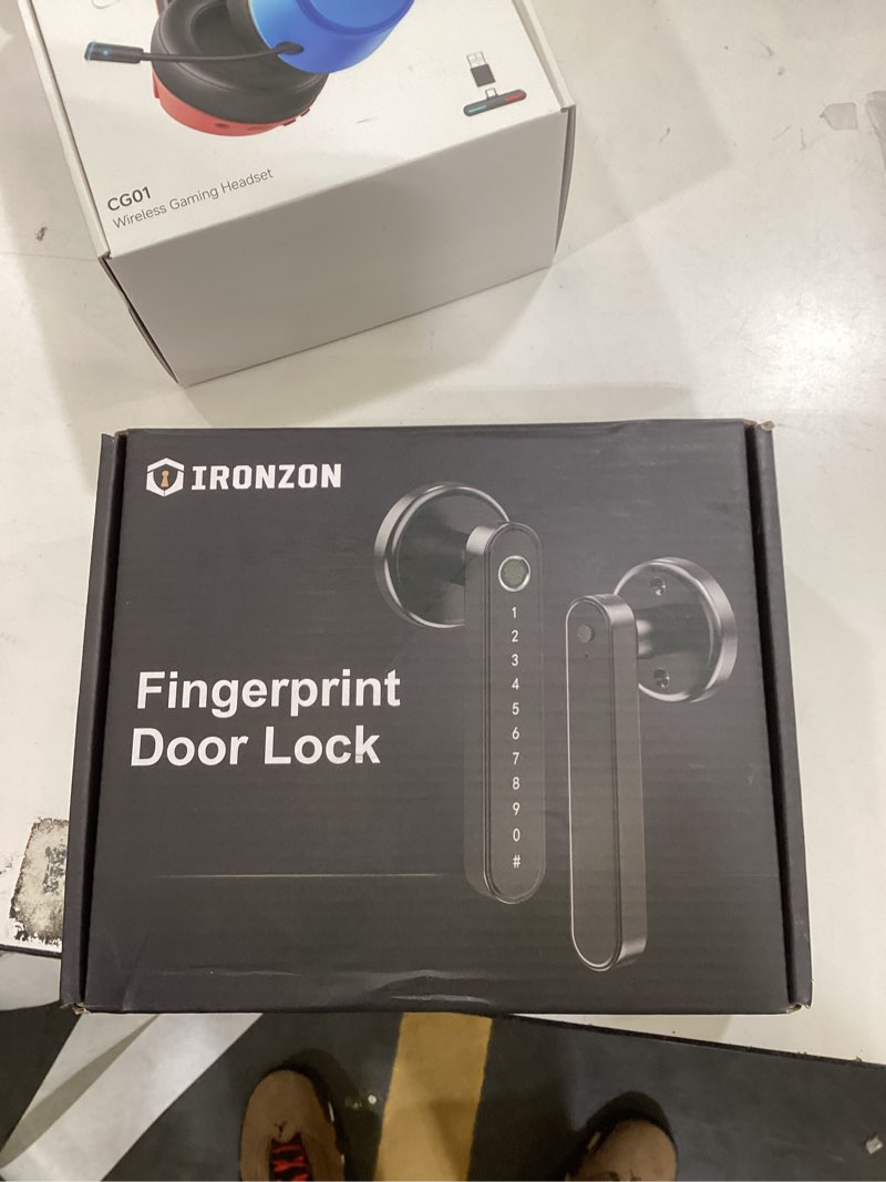 Condition photo showing Good Condition for IRONZON Fingerprint Door Lock Smart Door Lock with Keypad Keyless Entry Door Lock with Handle for Home Hotel Office Apartment Bedroom BlackAPP
