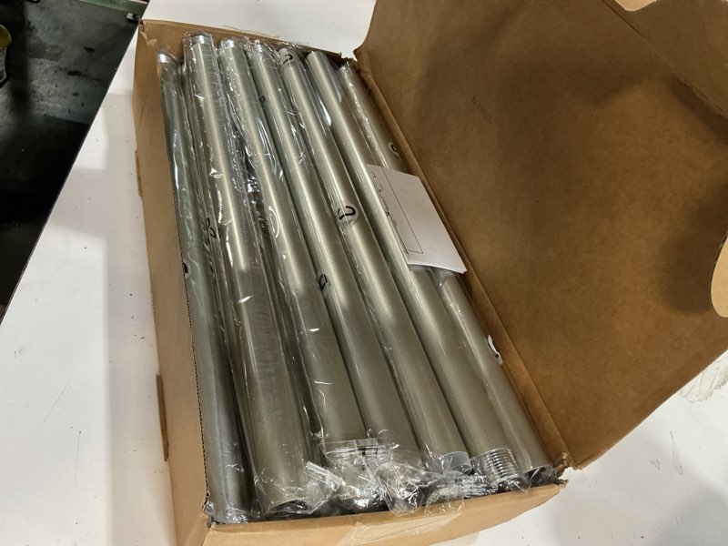 Condition photo showing New/Like New for geebobo silver curtain rods for windows 120 to 240 inch, 1 inch extra long heavy duty easy install adjustable curtain rods set for outdoor, farmhouse, bedroom, living room (silver, 30"-240") 30"-240" silver