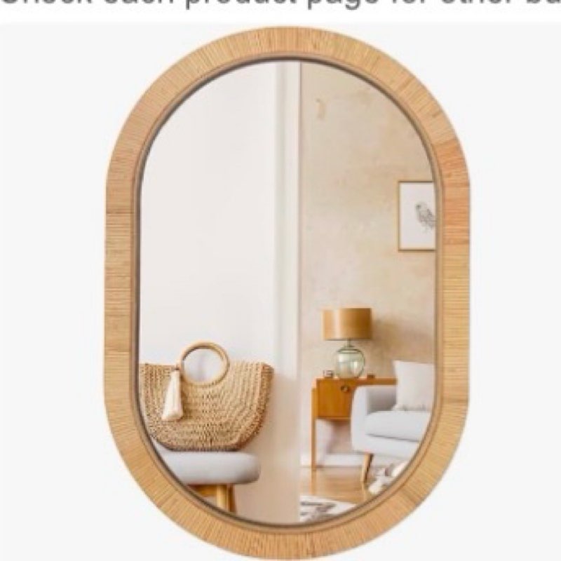 inoseen 20x30 oval rattan mirror for wall, boho decorative mirror for bathroom vanity, farmhouse & n