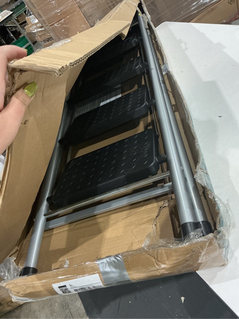Condition photo showing Good Condition for xinsunho 5 step ladder, retractable handgrip folding step stool with anti-slip wide pedal, aluminum stool ladders 5 steps, 330lbs safety household ladder