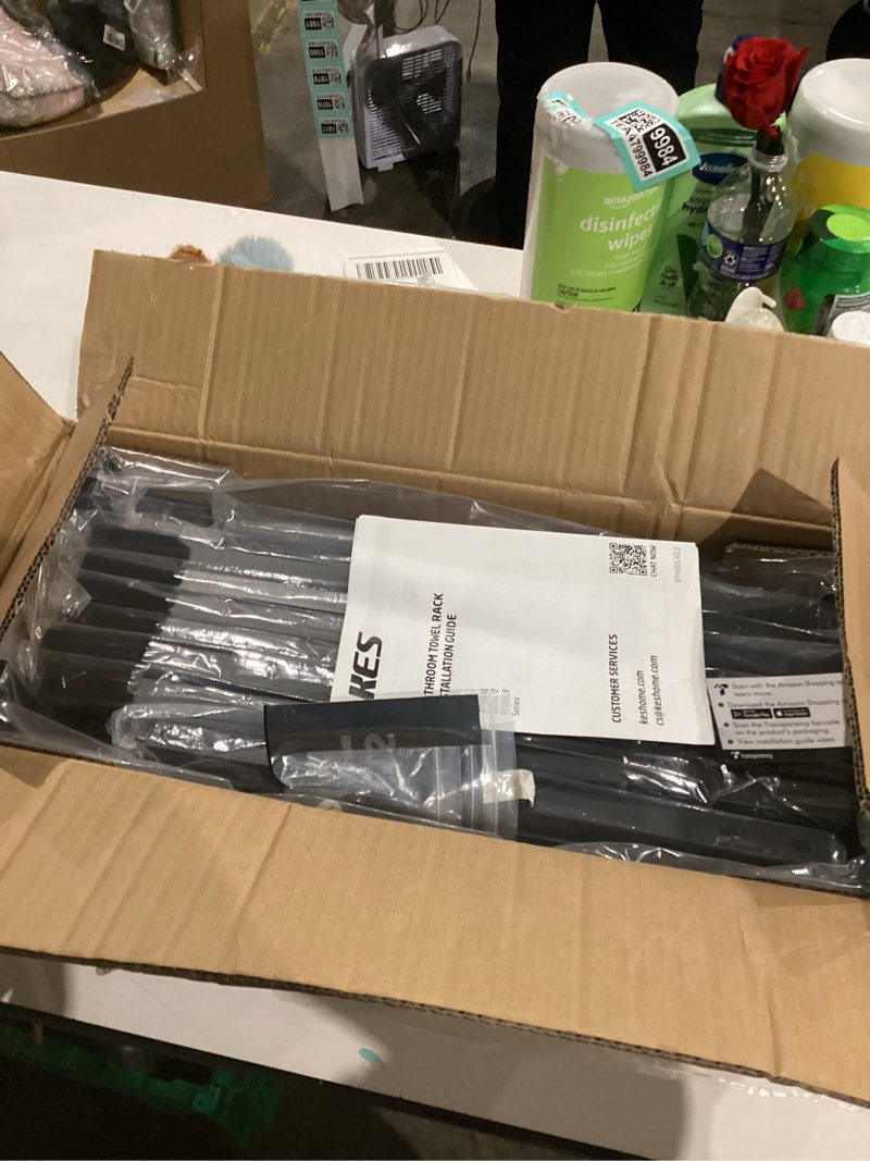 Condition photo showing As Is for KES Standing Towel Racks for Bathroom with Heavy Marble Base, 38" H Towel Rack Stand for Bathroom 2-Tier, Blanket Rack for Bathroom Floor, Matte Black, BTH501-BK 34"&38" H (2-tier)