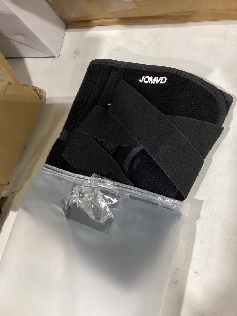 Condition photo showing As Is for jomvd knee brace for knee pain, meniscus tear, adjustable knee support with side spring stabilizers for meniscus tear, acl, arthritis, patella stability, knee pain relief, women and men, x-large black x-large
