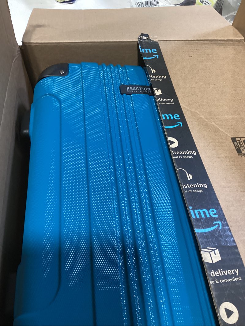 Condition photo showing Good Condition for kenneth cole reaction out of bounds lightweight hardshell 4-wheel spinner luggage, teal, 20-inch carry on 20-inch carry on teal
