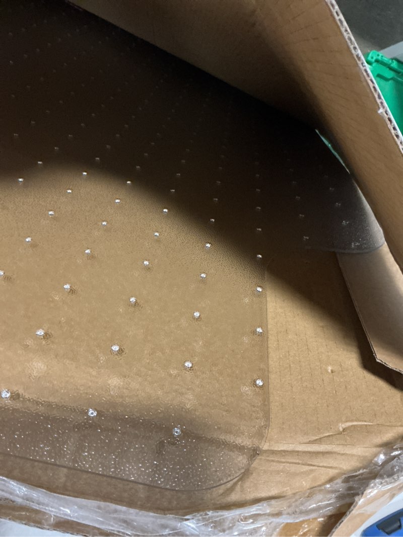 Condition photo showing Good Condition for gorilla grip office chair mat for carpet floor, slip resistant heavy duty under desk protector carpeted floors, no divot plastic rolling computer mats, smooth glide semi transparent design 47x29 clear