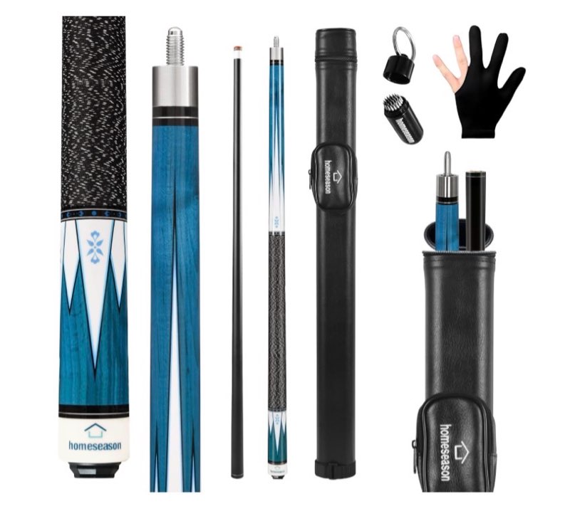 HomeSeason Pool Cue Stick 58" Billiard Cue Sticks Nylon Thread Grip Professional Low Deflection Pool Sticks