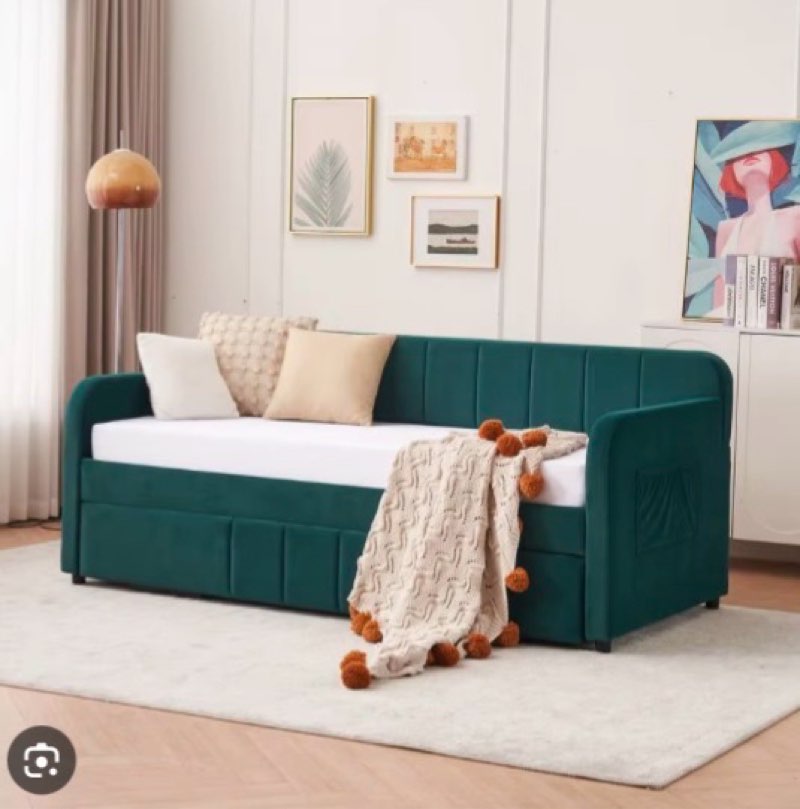 Twin Upholstered Daybed Frame with Trundle, Sofa Bed for Bedroom Living (incomplete 1 box only consisting of arms)