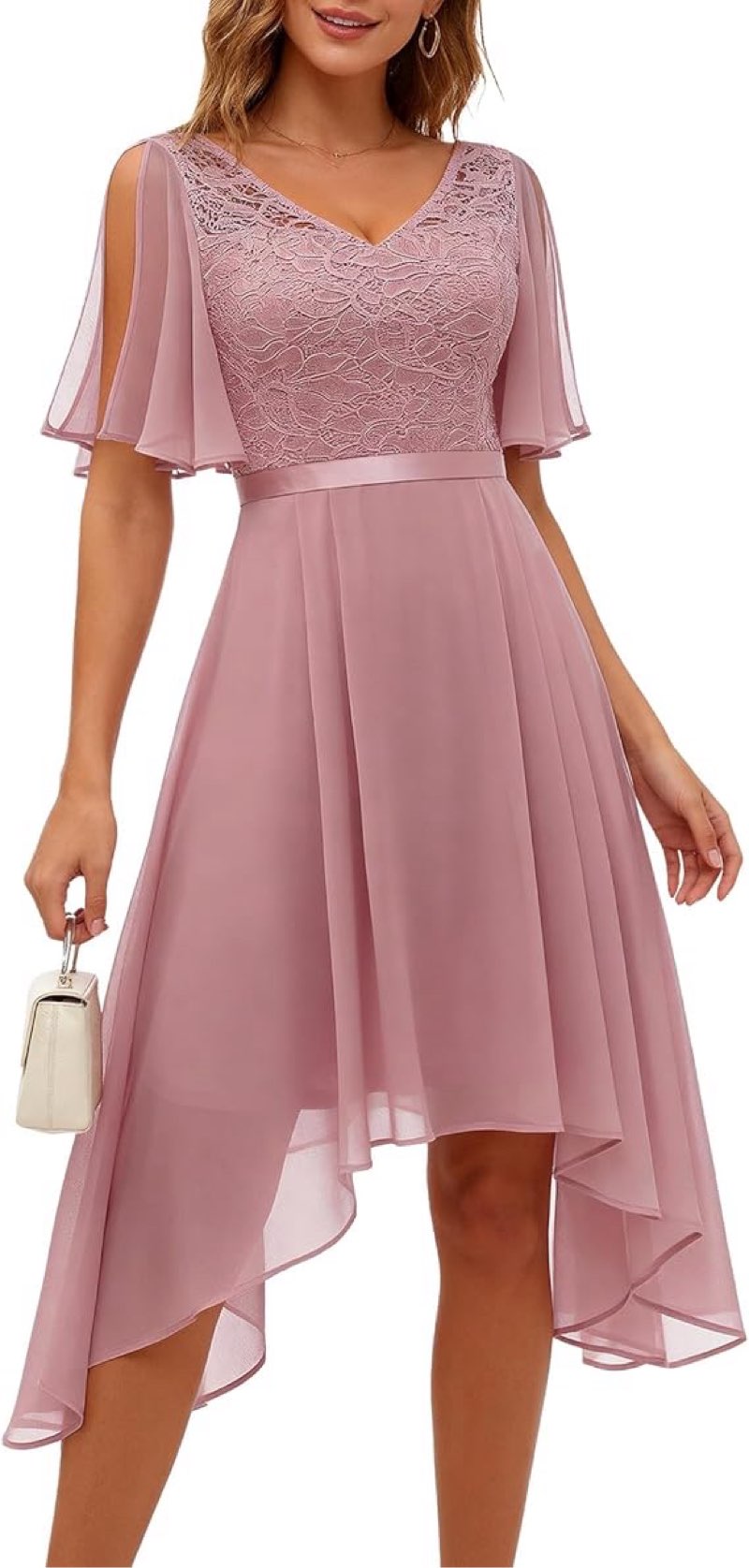 berylove formal dresses for women wedding guest ruffle short sleeve elegant cocktail bridesmaid part size medium