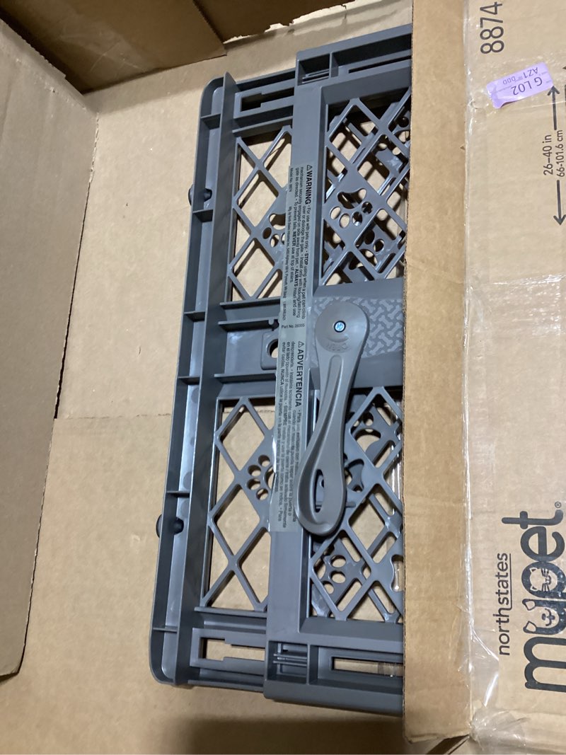 Condition photo showing Good Condition for MYPET North States Paws Portable Pet Gate: 26-40" Wide. Pressure Mount. No Tools Needed. Made in USA, 23" Tall, Expandable, Durable Dog Gates for Doorways, Fieldstone Gray