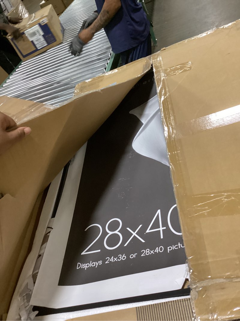 Condition photo showing As Is for americanflat 28x40 poster frame with polished plexiglass - use as 24x36 frame with mat or display 28x40 photo without mat - soho collection - deep molding picture frames for wall display - black black 28x40