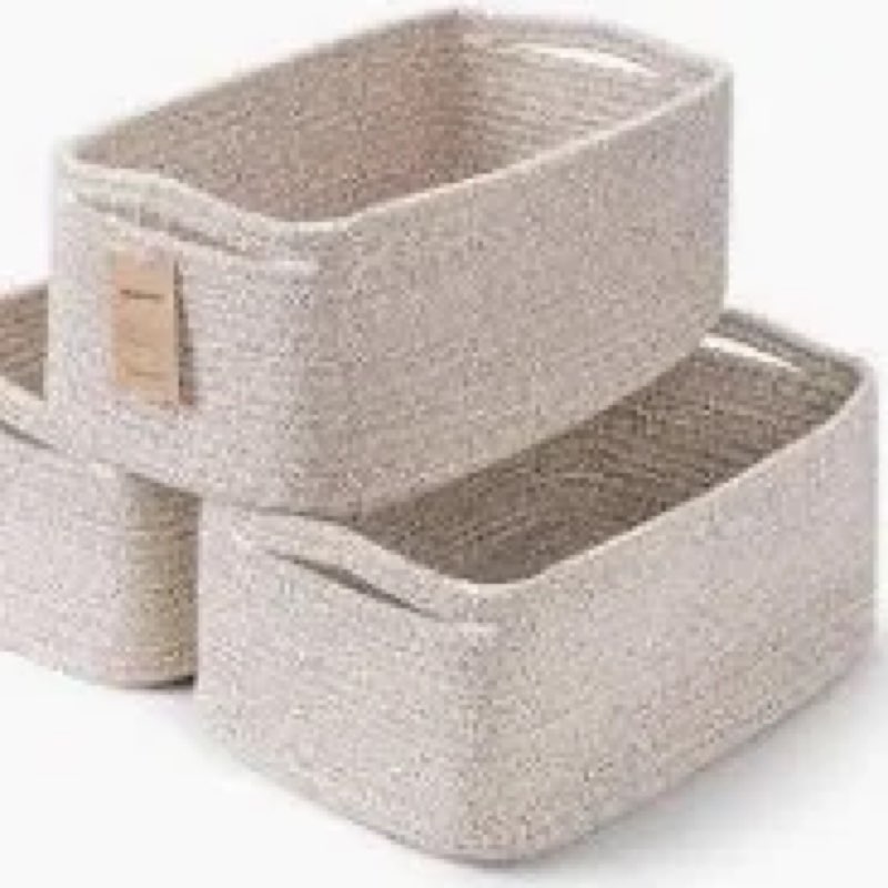Maxuni 3-Pack Storage Baskets for Organizing | Woven Shelf Toy Basket | Rope Baskets for Gifts Empty
