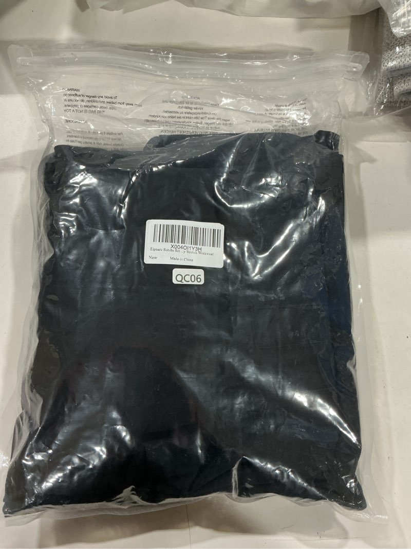 Condition photo showing Good Condition for eipnare scrubs set for women medical uniform nurse suit, anti-wrinkle scrub top jogger pant&11 pockets,4 way stretch workwear small black
