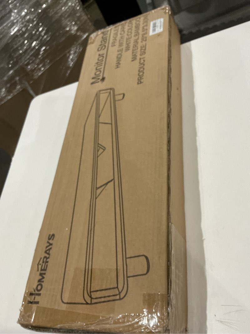 Condition photo showing Good Condition for homerays monitor stand with drawer, exquisite computer monitor stand for desk, ergonomic wood monitor stand riser for computer,laptop,printer,tv,bamboo,white upgraded white