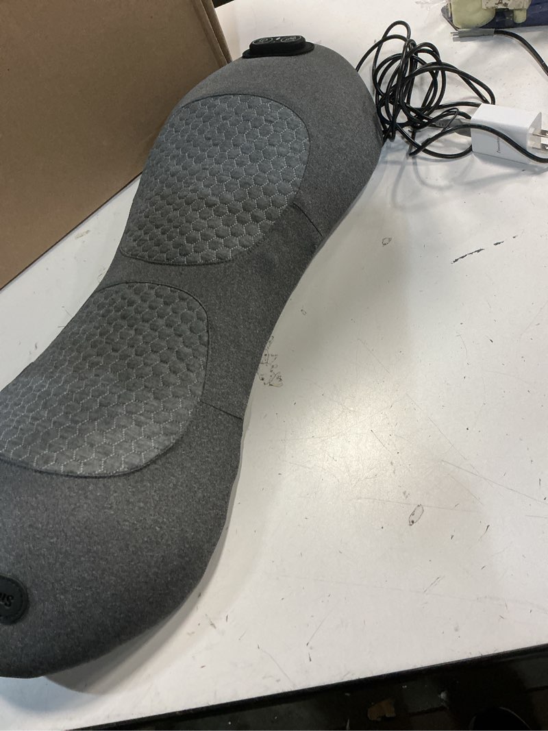 Condition photo showing Good Condition for lewuyoya non-rechargeable lower back massager for pain relief deep tissue,smooth spine triple fusion back massager with heat & vibration & traction, electric lumbar support pillow for bed,chair,office