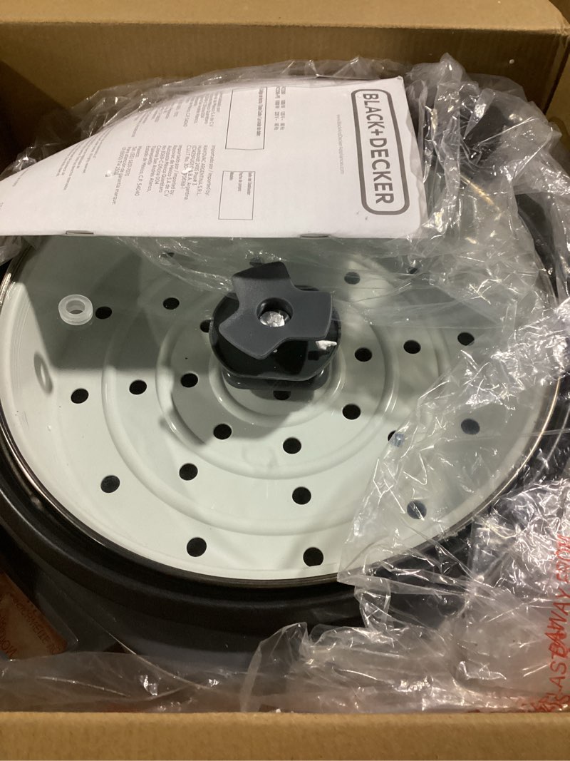 Condition photo showing Good Condition for BLACK+DECKER Rice Cooker 28 Cups Cooked (14 Cups Uncooked) with Steaming Basket, Removable Non-Stick Bowl, White