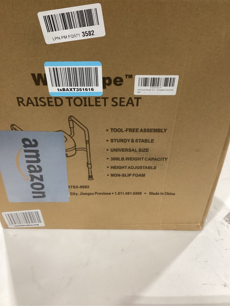Condition photo showing Good Condition for Raised Toilet Seat with Handles for Elderly - Toilet Seat Risers for Seniors with Adjustable Padded Arms - Elevated Toilet Safety Seat for Standard or Elongated Commode