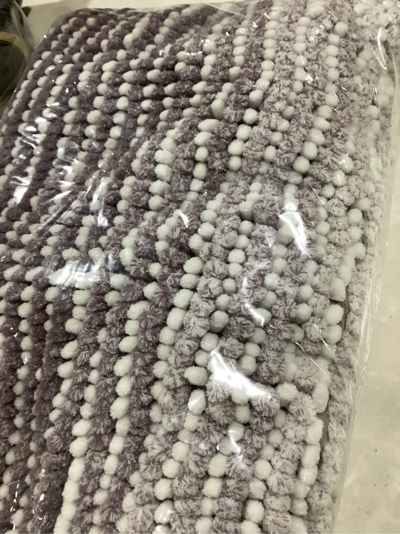 Condition photo showing Good Condition for bathroom rugs and mats sets, 2 piece thick absorbent chenille bath mat rug set non slip, soft shaggy bath room floor mats for bathroom, machine washable (lavender purple, 20" x 32" plus 16" x 24") 20" x 32" plus 16" x 24" lavender purple