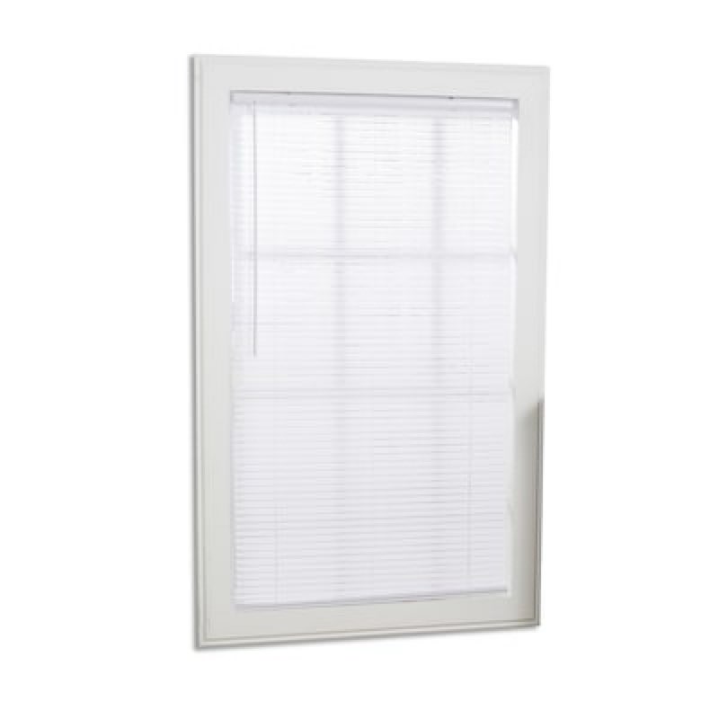 project source light filtering 1-in slat width 23-in x 64-in cordless white vinyl light filtering mini