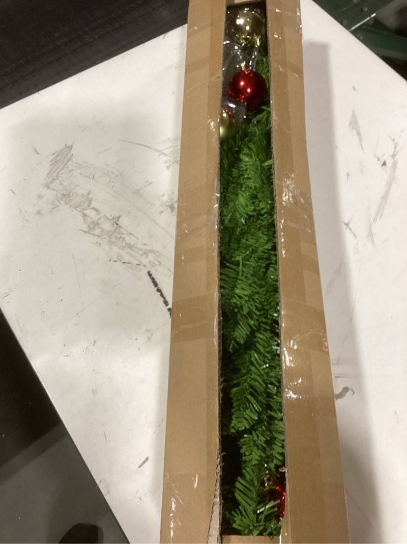 Condition photo showing As Is for 3 FT Wall Christmas Tree, Drak Green Half Christmas Tree Wall Hanging, DIY 1/2 Chrismas Tree for Window with Lights, Ornaments and Hooks, Hainging Xmas Tree for Door, Pet Owners Xmas Decor Dark Green 3FT