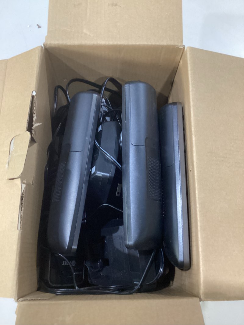 Condition photo showing Good Condition for at&t 4-handset dect 6.0 cordless home and business phone with answering machine, 5" color display, one-touch shortcut, conference, intercom, smart call blocker, bluetooth connect to cell: dlp73490 4 handsets