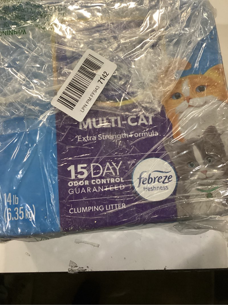 Condition photo showing As Is for Fresh Step Clumping Cat Litter, Multi-Cat, Long Lasting Odor Control Kitty Litter with Activated Charcoal, Low Dust Formula, 14 lb Multi-Cat 14 lb