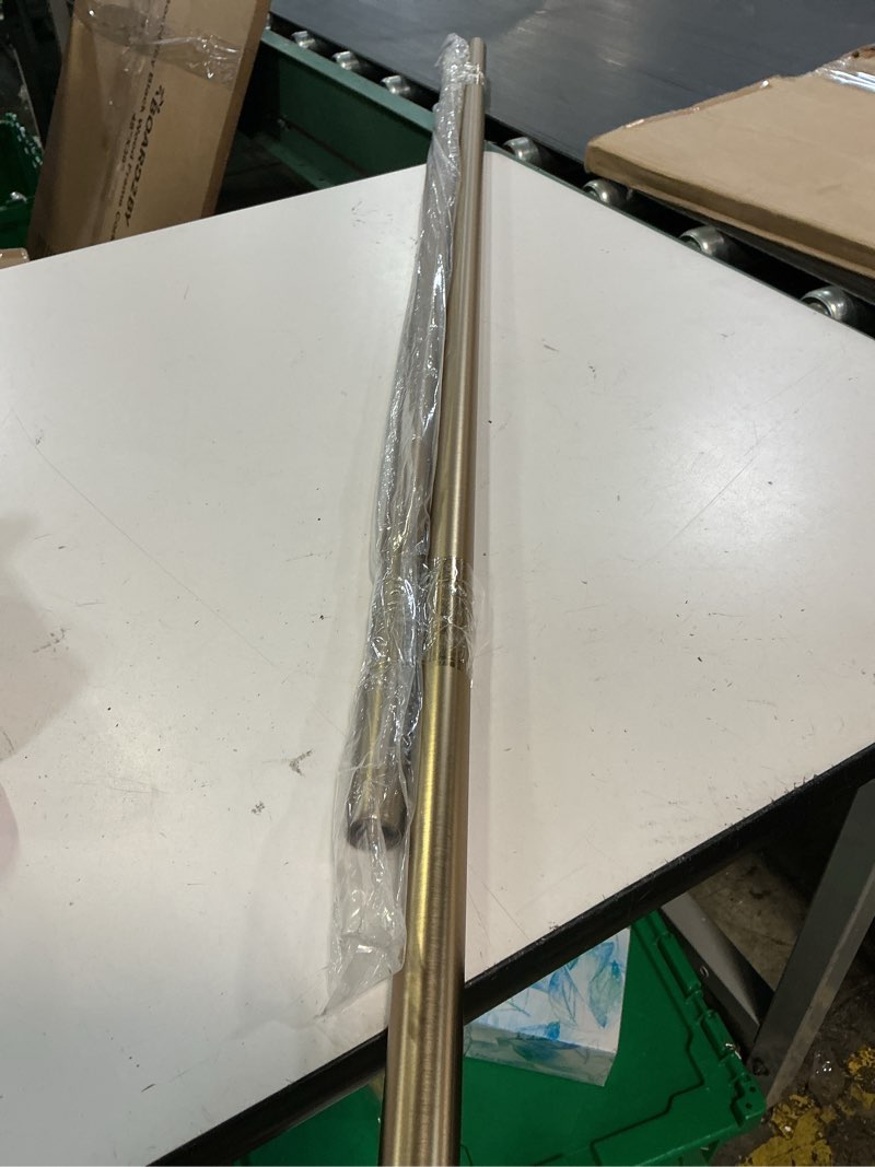 Condition photo showing As Is for ivilon drapery window curtain rod - end cap style design 1 inch pole. 72 to 144 inch color warm gold 72 to 144 in.
