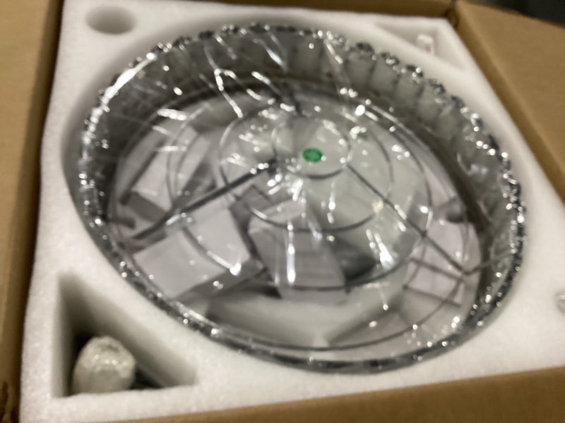 Condition photo showing New/Like New for 42" fandelier ceiling fan with lights,crystal retractable ceiling fan with light,chandelier fans for bedroom,living room,reverse motor,6 speeds,3 color temperatures,remote & app control-chrome 9322-chrome 42 inch