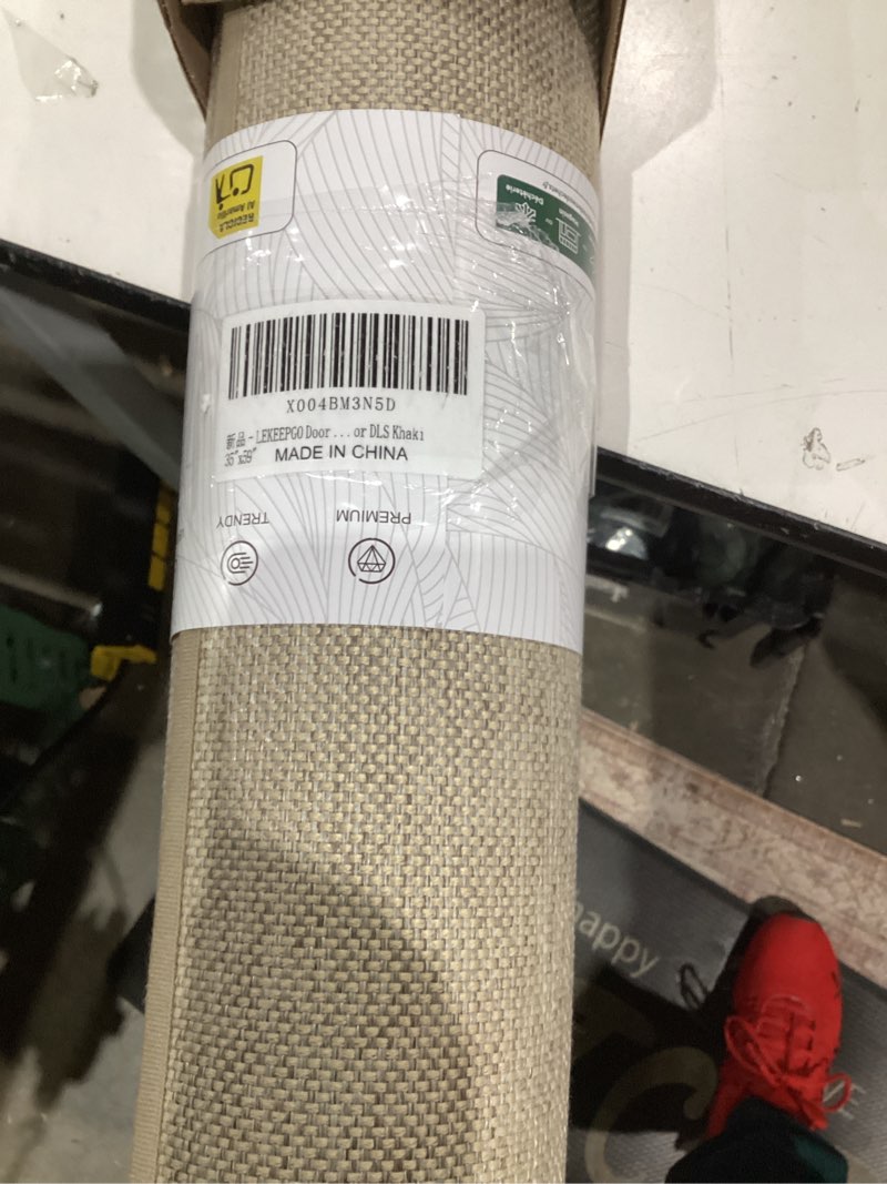 Condition photo showing New/Like New for LEKEEPGO Door Mat 36"x59", Non Slip Door Mat Indoor Entrance, Rubber Backing Front Indoor Door mats Washable Absorbent Low-Profile Doomat Large Entryway Entry Resist Dirt Inside Door Mats, Khaki 3' x 4'11" (Rectangular) Khaki