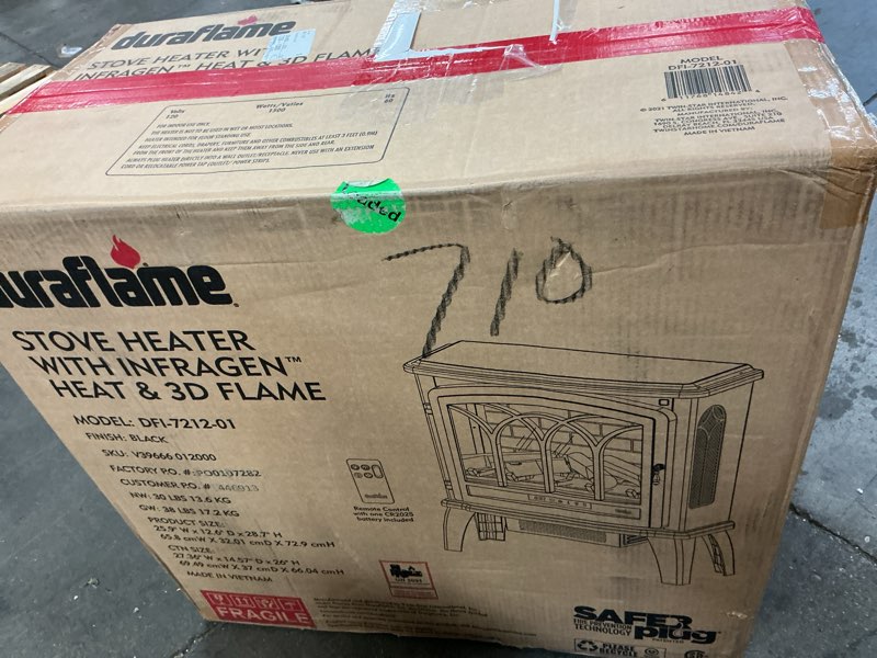 Condition photo showing Good Condition for model dfi-7212-01 style selections 25.9-in  wx 12.6 dx28.7 hbtu matte black metal flat wall infrared quartz electric stove with
