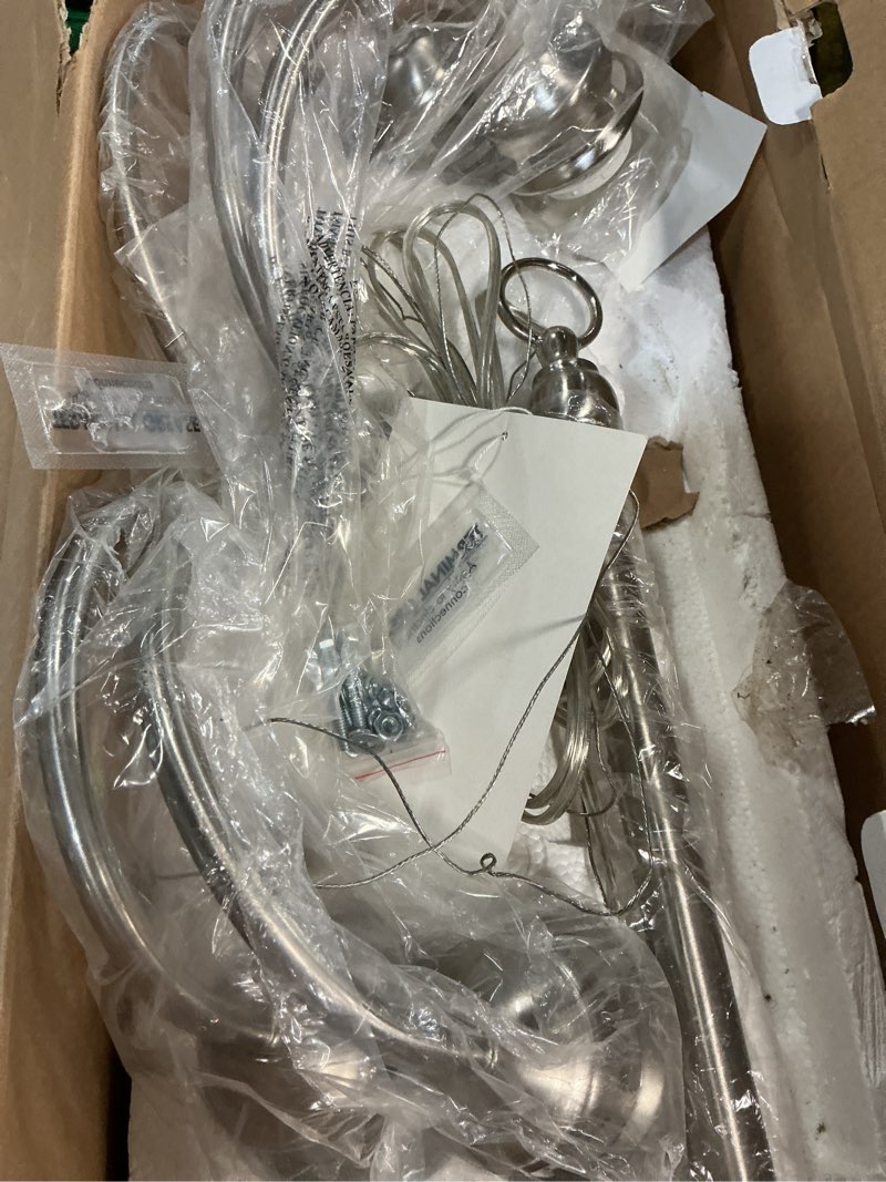 Condition photo showing As Is for project source fallsbrook 5-light brushed nickel traditional chandelier