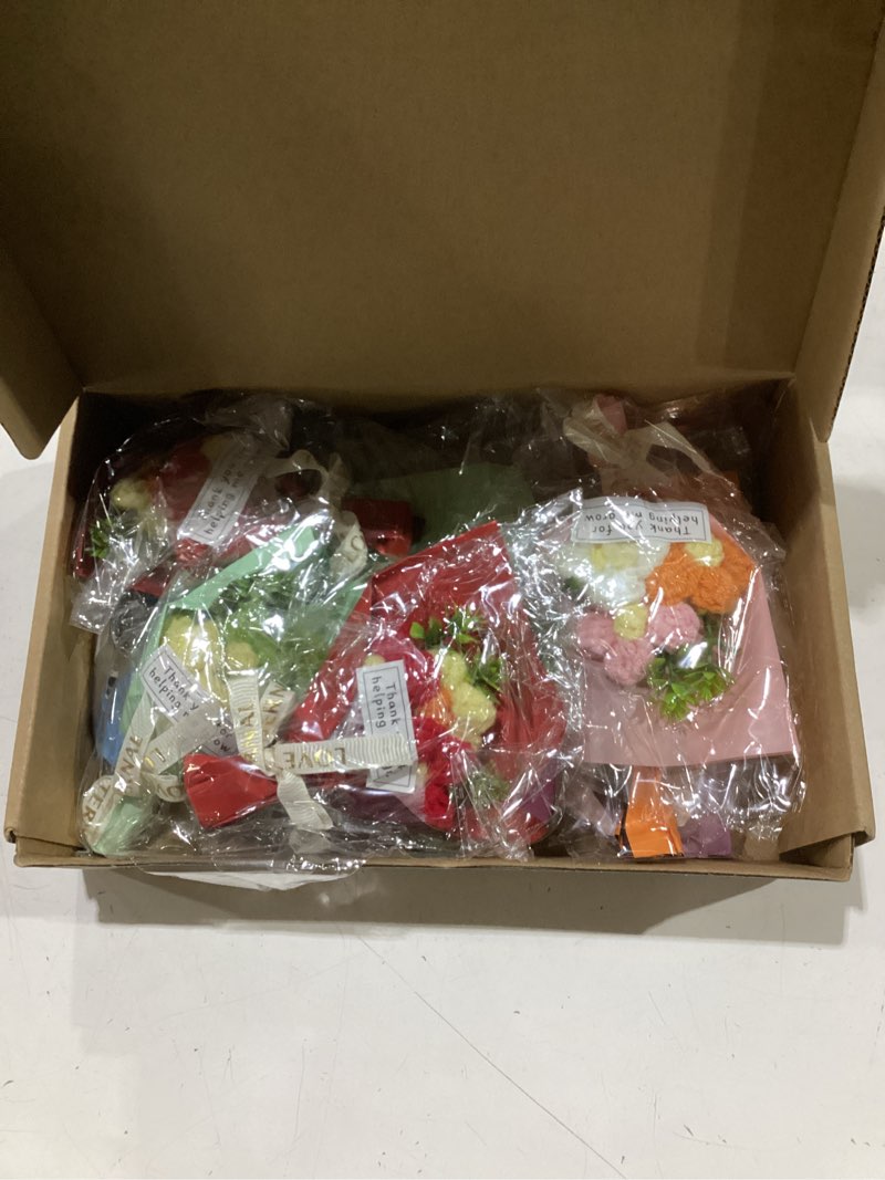 Condition photo showing New/Like New for wavwavw 12 pcs graduation gifts for teacher, positive handmade mini crochet flower bouquet thank you for helping me grow teachers gifts for graduation end of year women men (fresh) 12 fresh