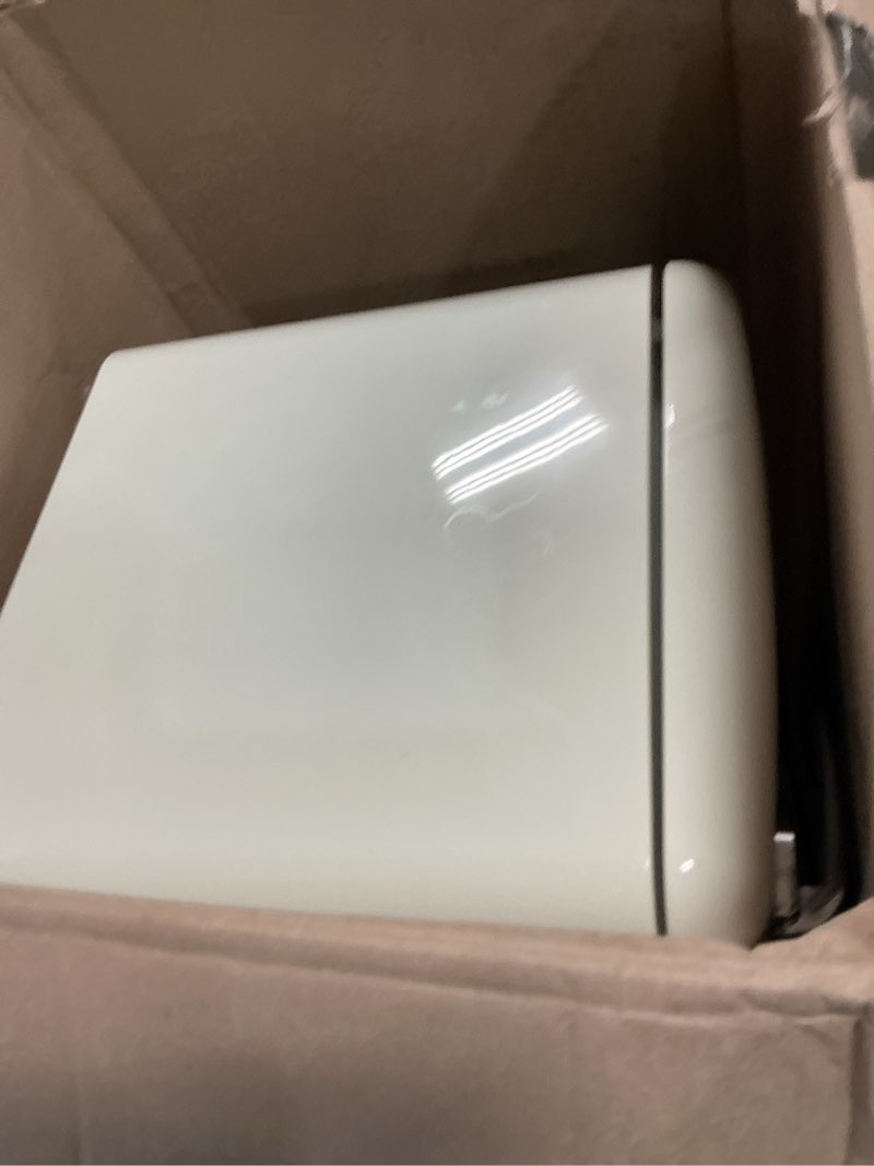 Condition photo showing As Is for retro mini fridge with freezer 4.0 cu. ft, small refrigerator with 7 level adjustable thermostat, compact classic dual door fridge removable glass shelves for apartments, dorm, office, cream