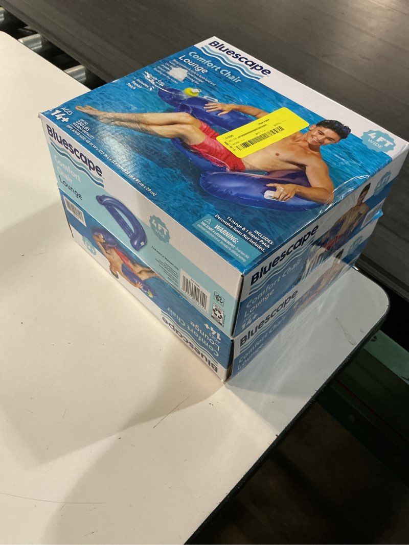 Condition photo showing New/Like New for (pack of 2)bluescape inflatable comfort chair lounge pool float, blue, age 14 & up, unisex