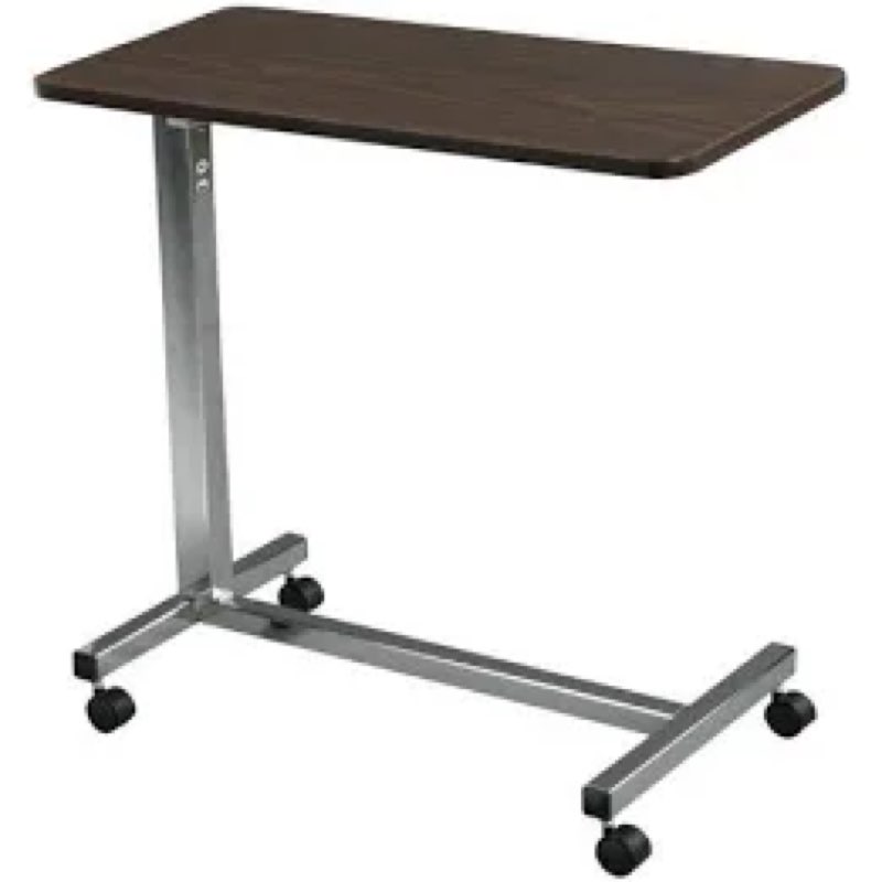 Drive Medical Overbed Table with Wheels - Secure Height Adjustment for Comfort - Non Tilt Surface - Smooth Rolling Design