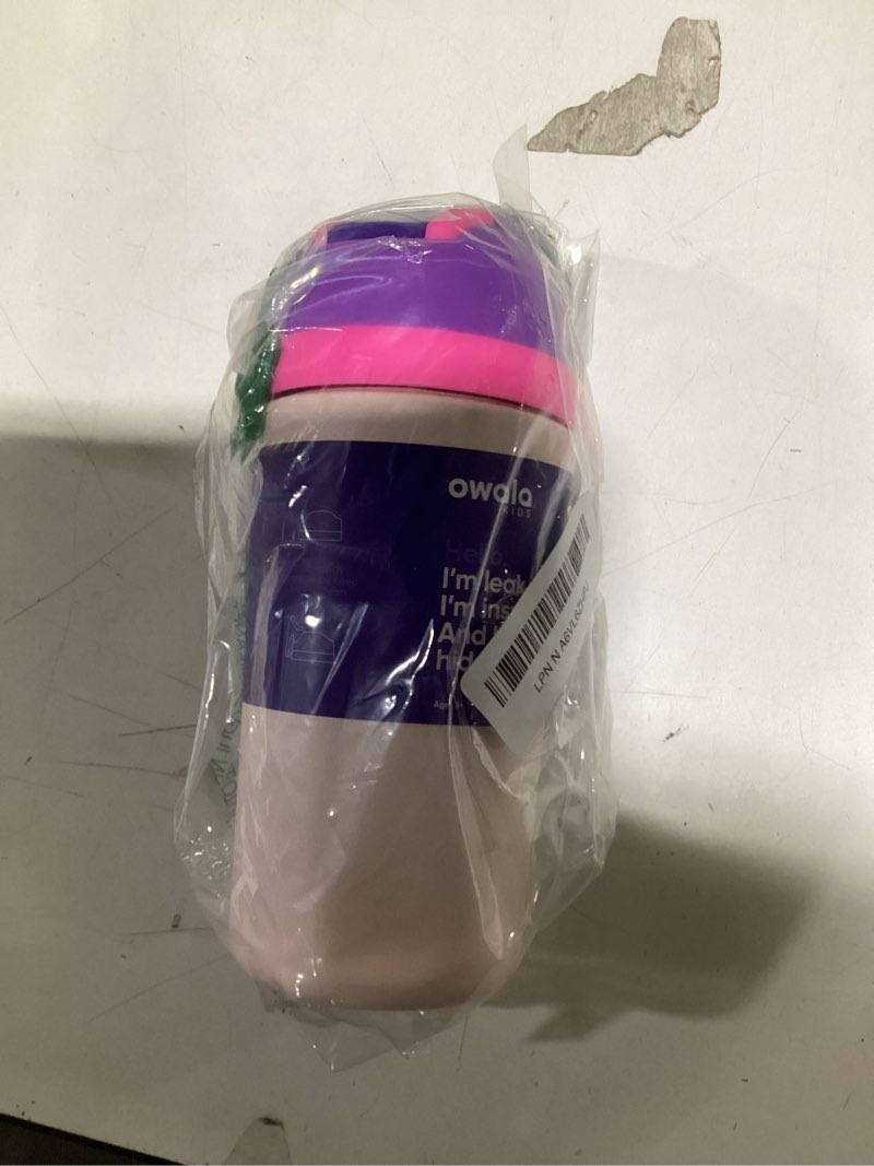 Owala Kids Flip Insulated Stainless-Steel Water Bottle with Straw and Locking Lid, 14-Ounce, Purple/