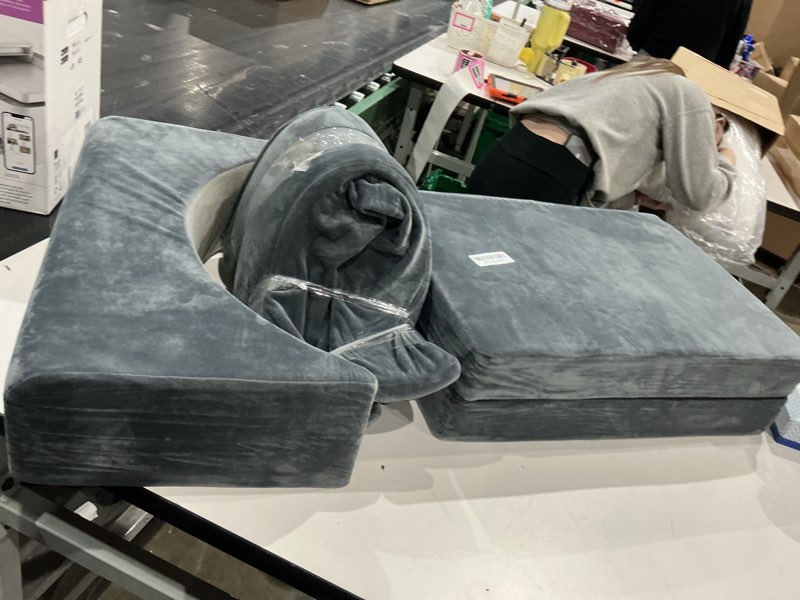 Condition photo showing As Is for hombys adjustable size bbl pillow after surgery for sleeping,high density foam foldable bbl brazilian butt lift pillow post surgery recovery for sleeping, bbl recovery must haves,grey