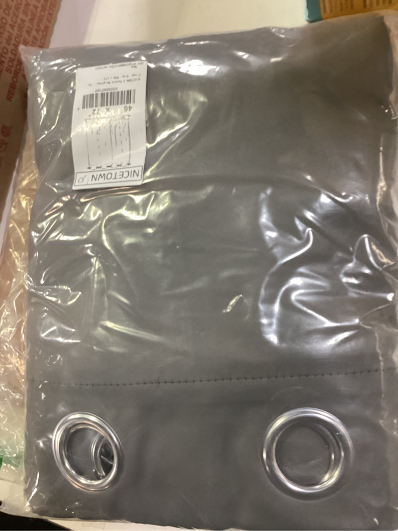 Condition photo showing New/Like New for nicetown 2 panels weighted outdoor curtains for patio waterproof & windproof, grommet & back tab on top & bottom privacy light & sound block for pergola with bonus rope for fixed, grey, w46 x l72 46"w x 72"l (pack of 2) grey