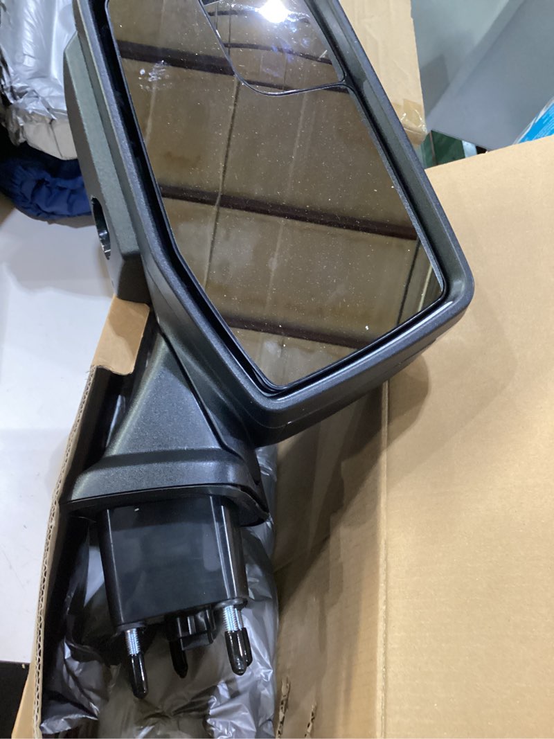 Condition photo showing As Is for jdmspeed left driver side mirror compatible with 2019-2025 chevy silverado 1500 chrome power folding heated turn signal puddle lights mirror memory replace#gm1320588(13pins) l-13pin chrome